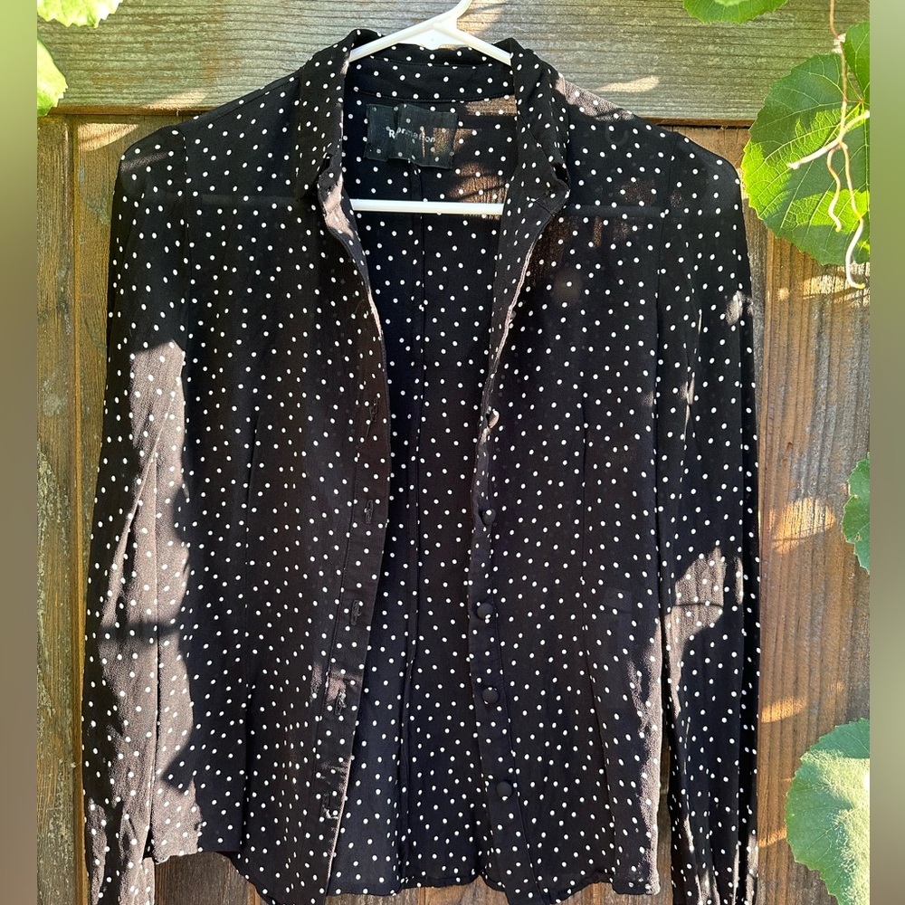 Reformation polka dot blouse